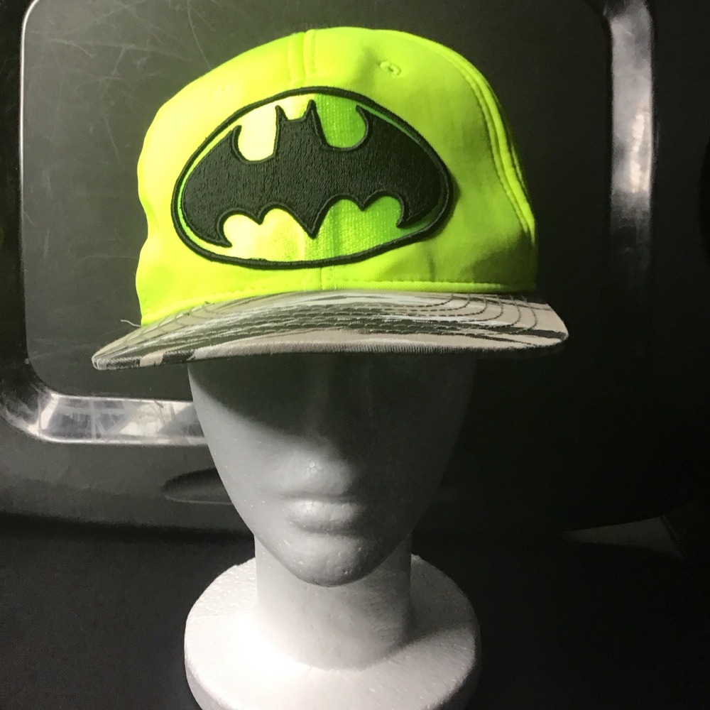 BATMAN DC COMICS Brand Neon Green Baseball Hat Cap Snapback‎ Mens Size